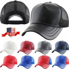 PU Leather Mesh Back Adjustable Snapback Trucker Hat  eb-47705796